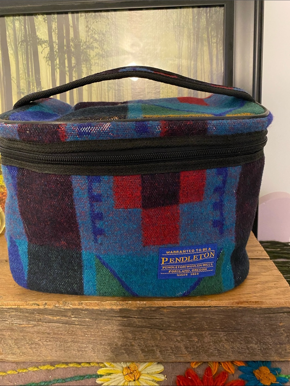 Pendleton Blue Multi Wool Toiletry Dopp Kit, vintage with tags. See pictures